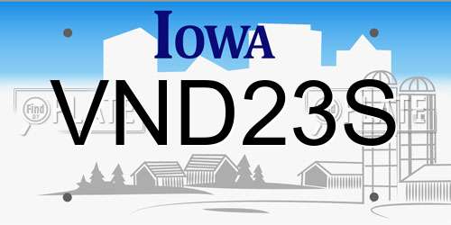 VND23S Iowa License Plate