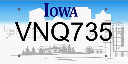 VNQ735 Iowa License Plate