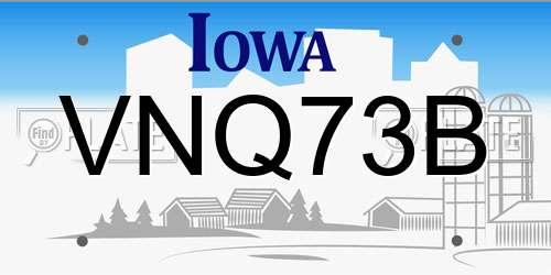 VNQ73B Iowa License Plate