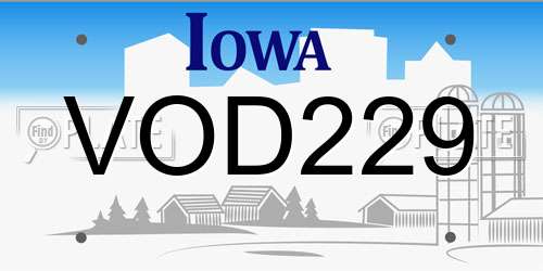 VOD229 Iowa License Plate
