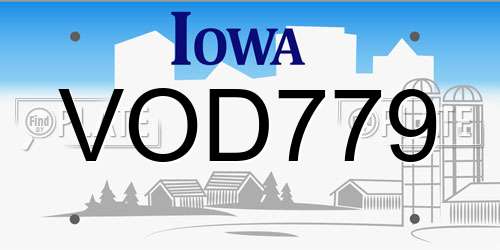 VOD779 Iowa License Plate