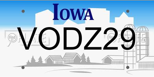 VODZ29 Iowa License Plate