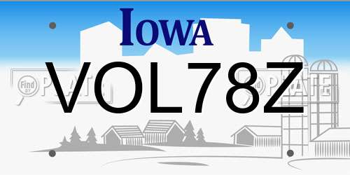VOL78Z Iowa License Plate