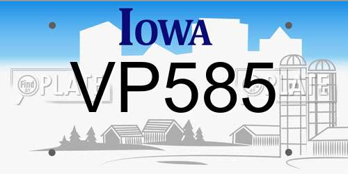VP585 Iowa License Plate