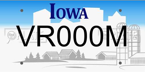 VR000M Iowa License Plate