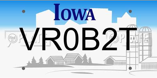 VR0B2T Iowa License Plate