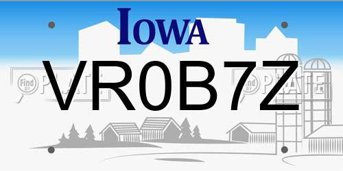 VR0B7Z Iowa License Plate