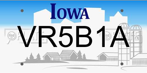 VR5B1A Iowa License Plate