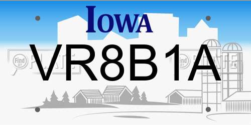 VR8B1A Iowa License Plate