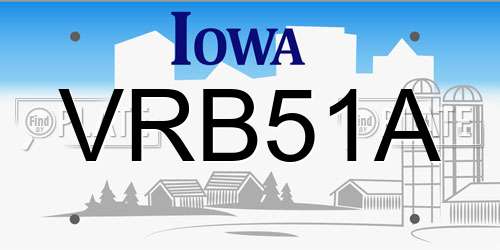 VRB51A Iowa License Plate