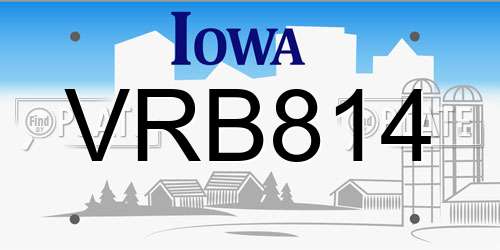 VRB814 Iowa License Plate