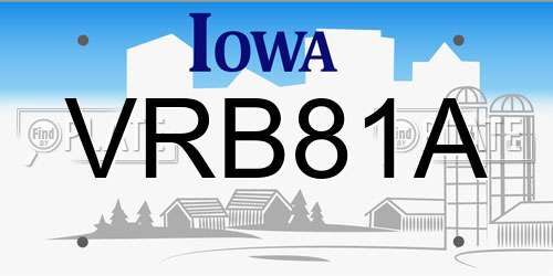 VRB81A Iowa License Plate