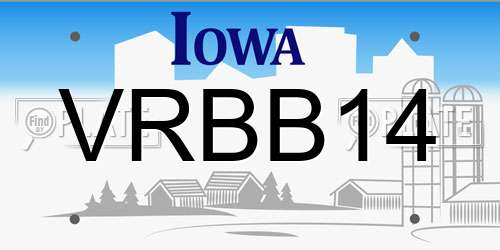 VRBB14 Iowa License Plate