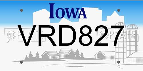 VRD827 Iowa License Plate