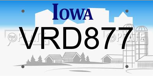 VRD877 Iowa License Plate