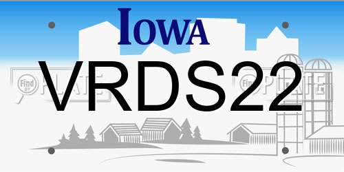 VRDS22 Iowa License Plate