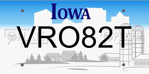VRO82T Iowa License Plate