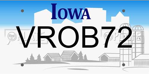VROB72 Iowa License Plate