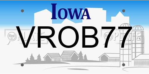 VROB77 Iowa License Plate