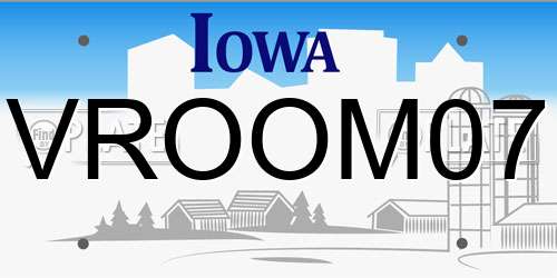 VROOM07 Iowa License Plate
