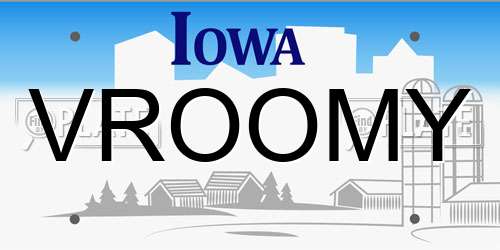 VROOMY Iowa License Plate