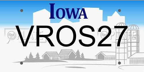 VROS27 Iowa License Plate