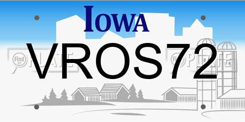 VROS72 Iowa License Plate