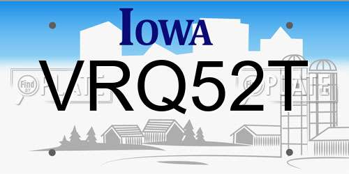 VRQ52T Iowa License Plate