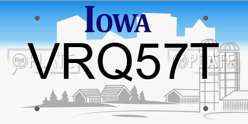 VRQ57T Iowa License Plate