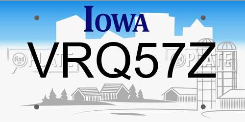 VRQ57Z Iowa License Plate