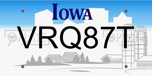 VRQ87T Iowa License Plate
