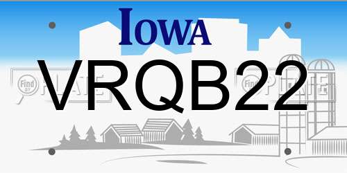 VRQB22 Iowa License Plate