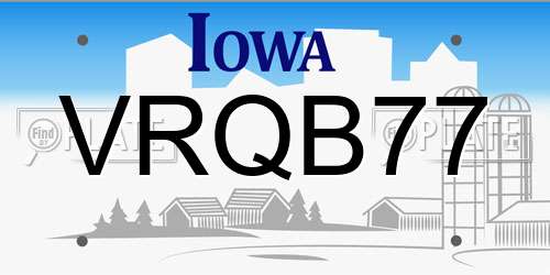 VRQB77 Iowa License Plate