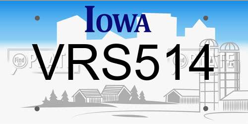 VRS514 Iowa License Plate