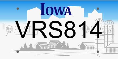 VRS814 Iowa License Plate