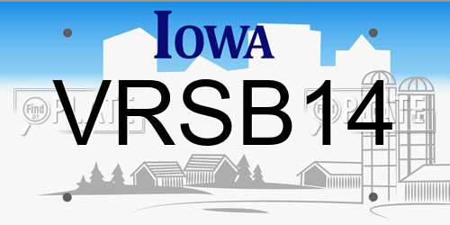 VRSB14 Iowa License Plate