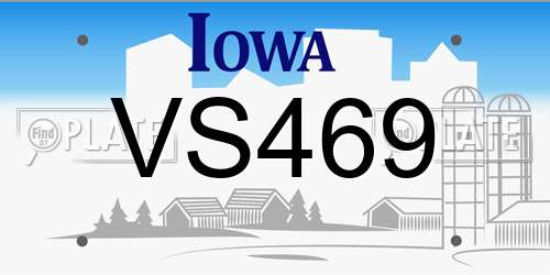 VS469 Iowa License Plate