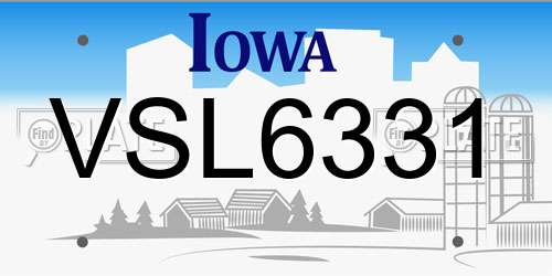 VSL6331 Iowa License Plate