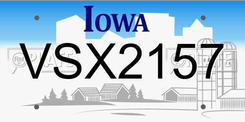 VSX2157 Iowa License Plate