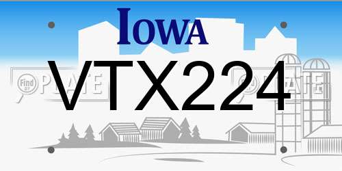 VTX224 Iowa License Plate