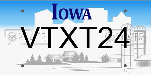 VTXT24 Iowa License Plate