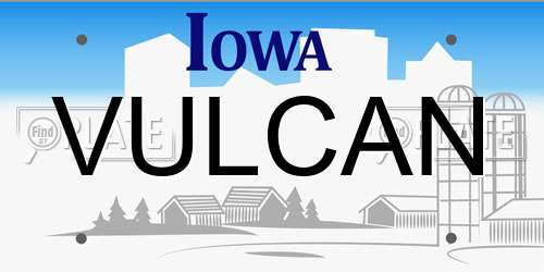 VULCAN Iowa License Plate
