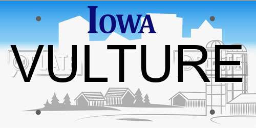 VULTURE Iowa License Plate