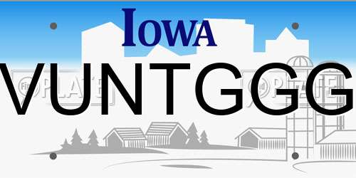 VUNTGGG Iowa License Plate