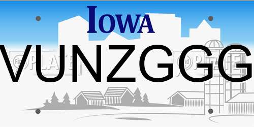 VUNZGGG Iowa License Plate