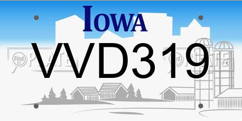 VVD319 Iowa License Plate