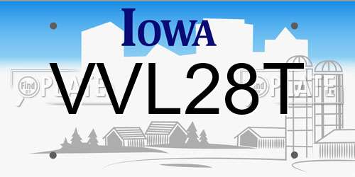 VVL28T Iowa License Plate