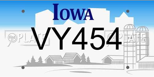 VY454 Iowa License Plate