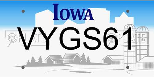 VYGS61 Iowa License Plate