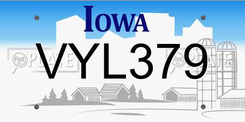 VYL379 Iowa License Plate